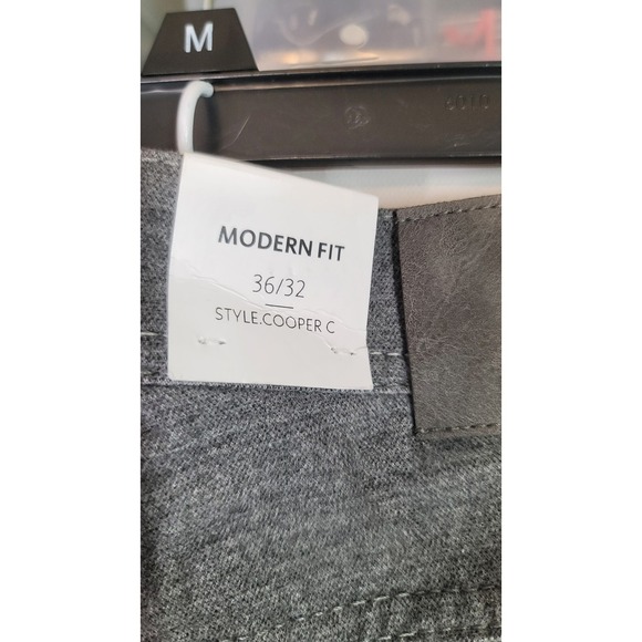 NWT Brax Cooper Fancy Chino Pants Mens 36x32 Gray Cotton Straight Leg Flat Front - Picture 3 of 7